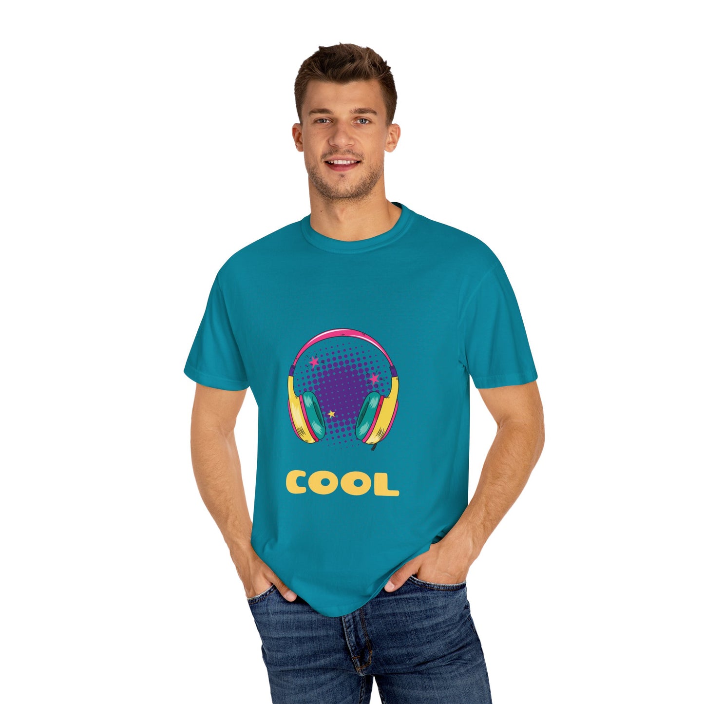 Cool Vibes Unisex Garment-Dyed T-Shirt with Headphones Graphic