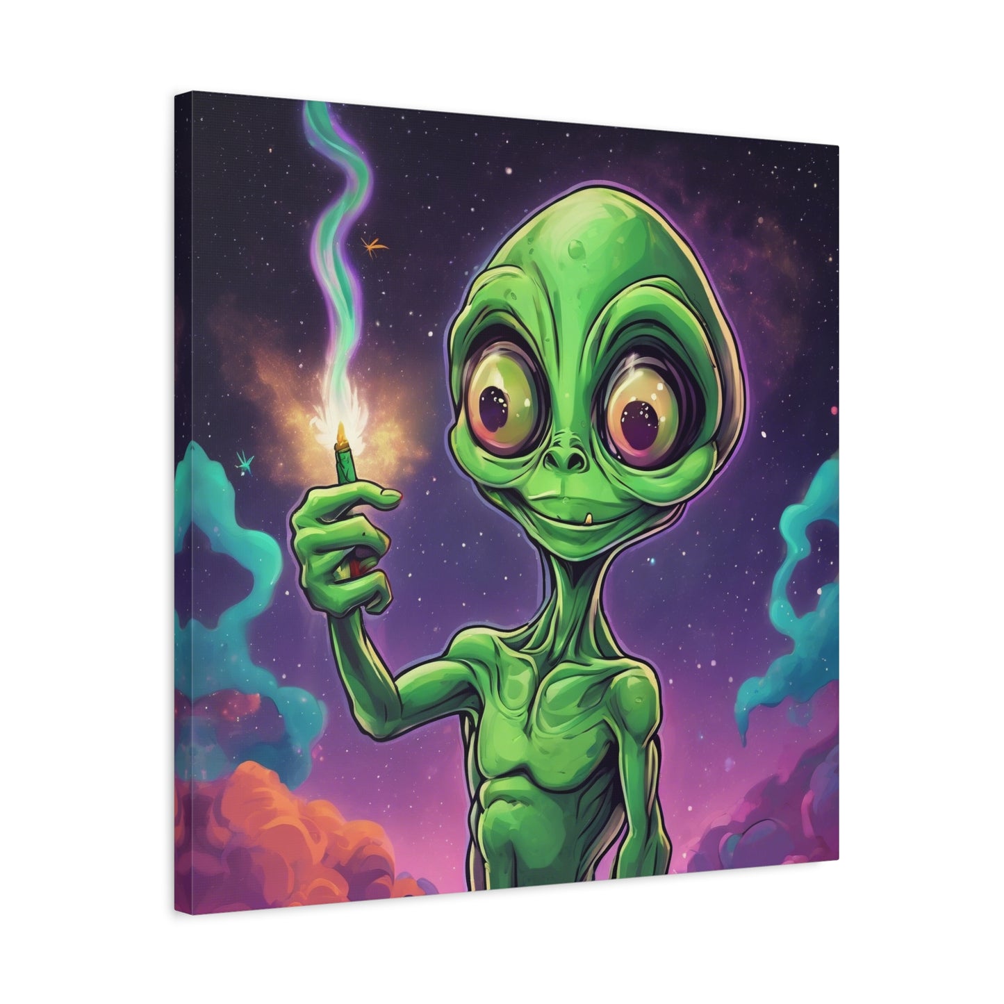 Alien Canvas Wall Art - Stretched Matte Print with Vibrant Galaxy Design