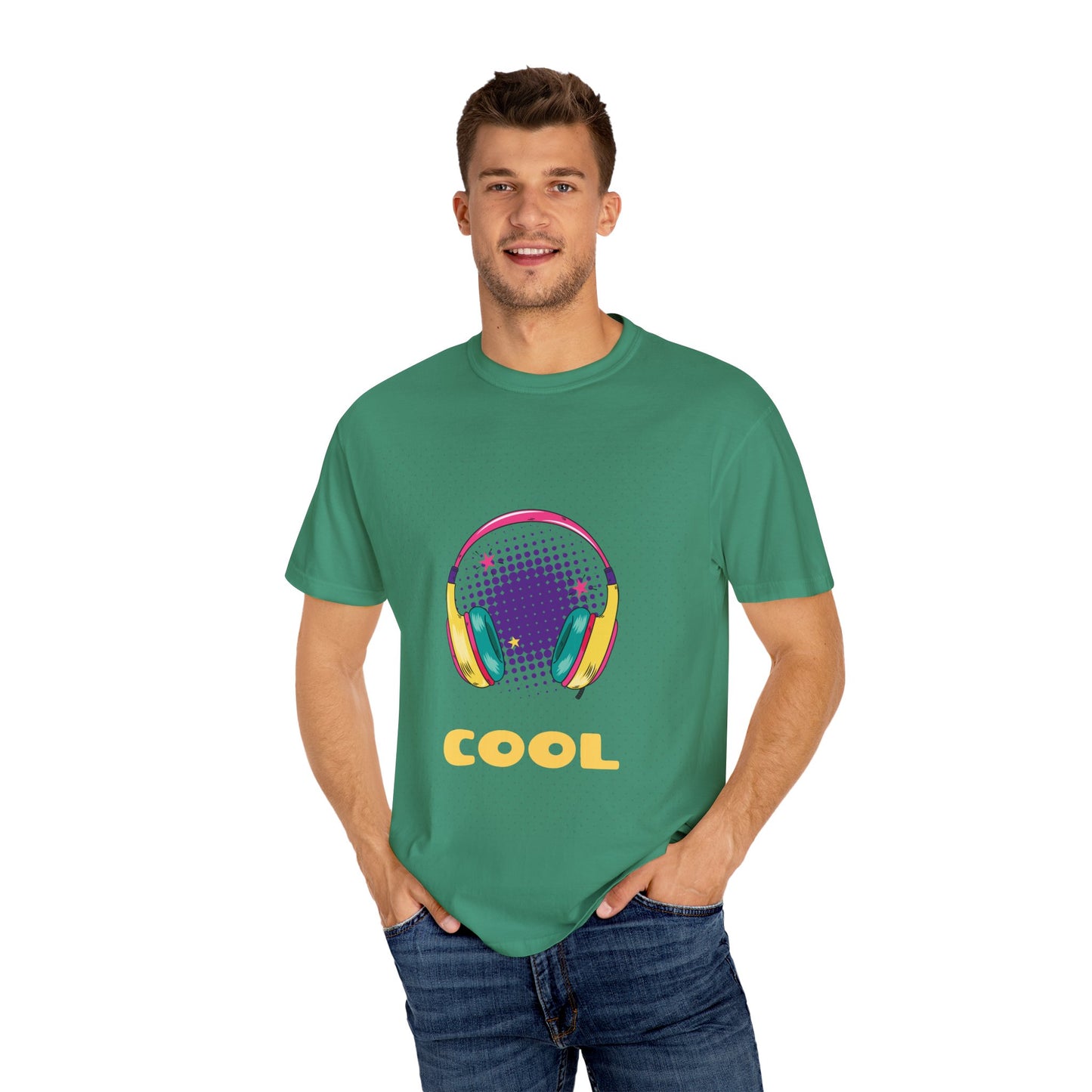 Cool Vibes Unisex Garment-Dyed T-Shirt with Headphones Graphic