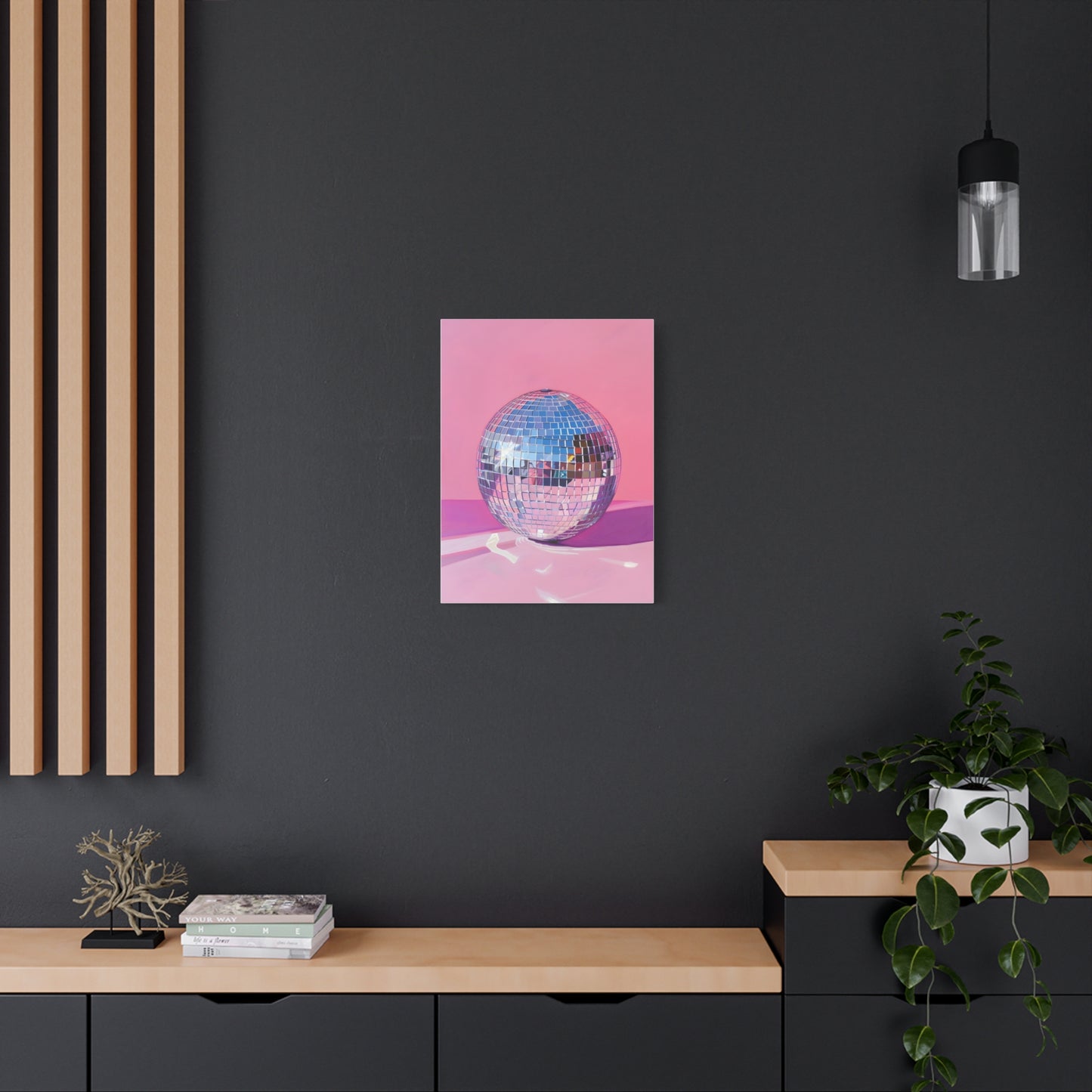 Vibrant Disco Ball Wall Art - Pink Canvas Print for Home Decor