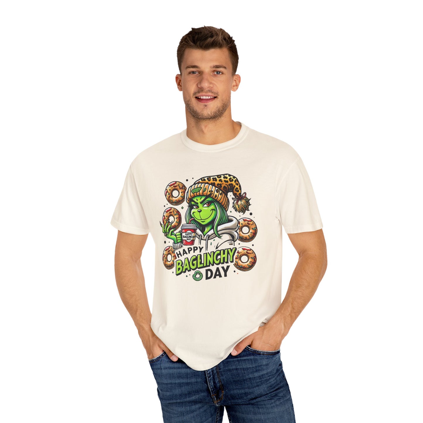 Happy Bagels Day Unisex T-Shirt with Grinchy Design