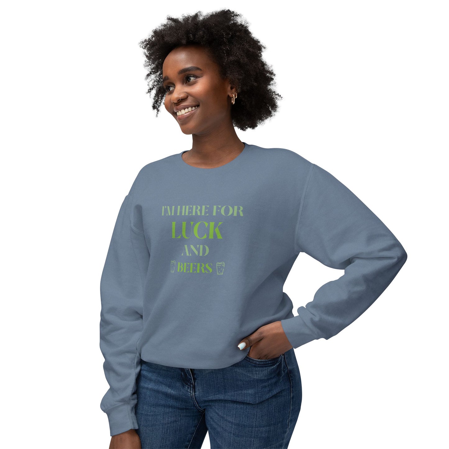 Men's St. Patrick Day Sweatshirt - I'm Here for Luck and Beers