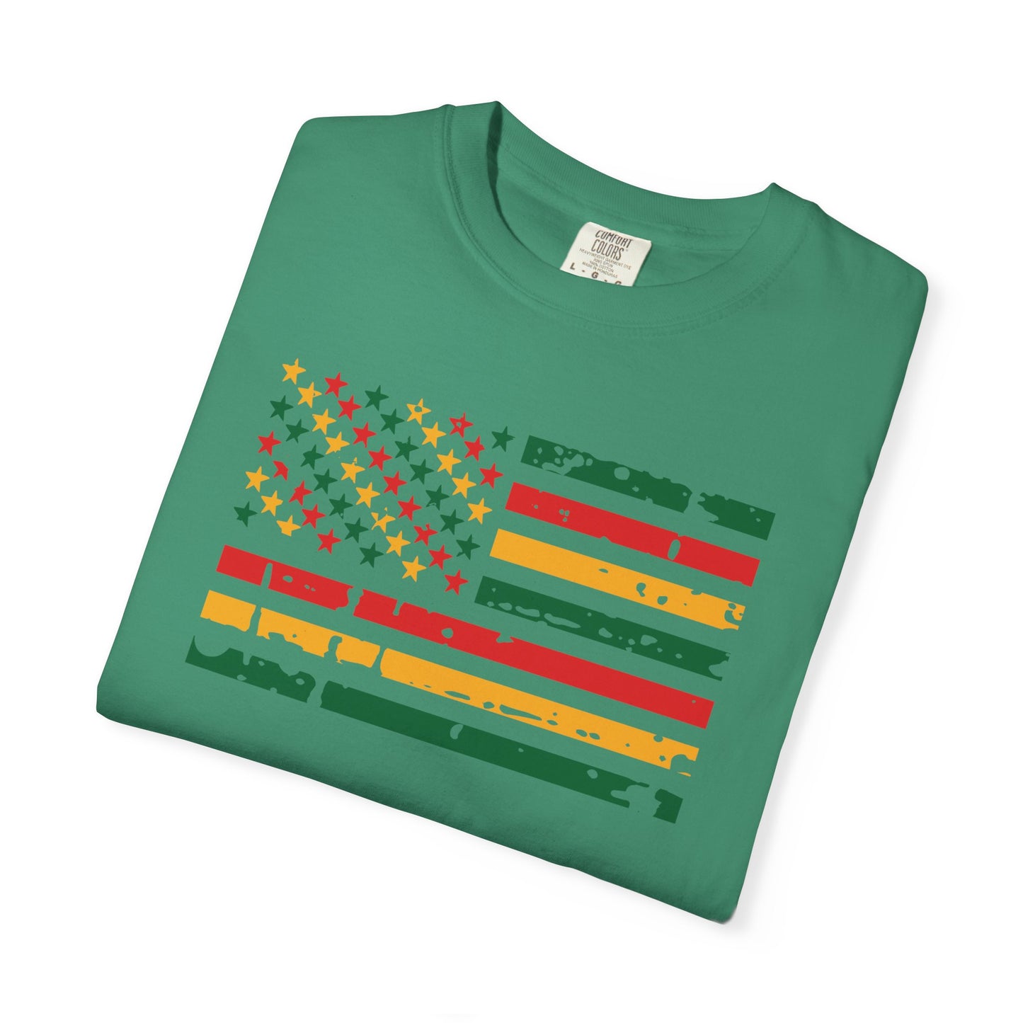 Men T-Shirt Patriotic Juneteenth Vintage Flag
