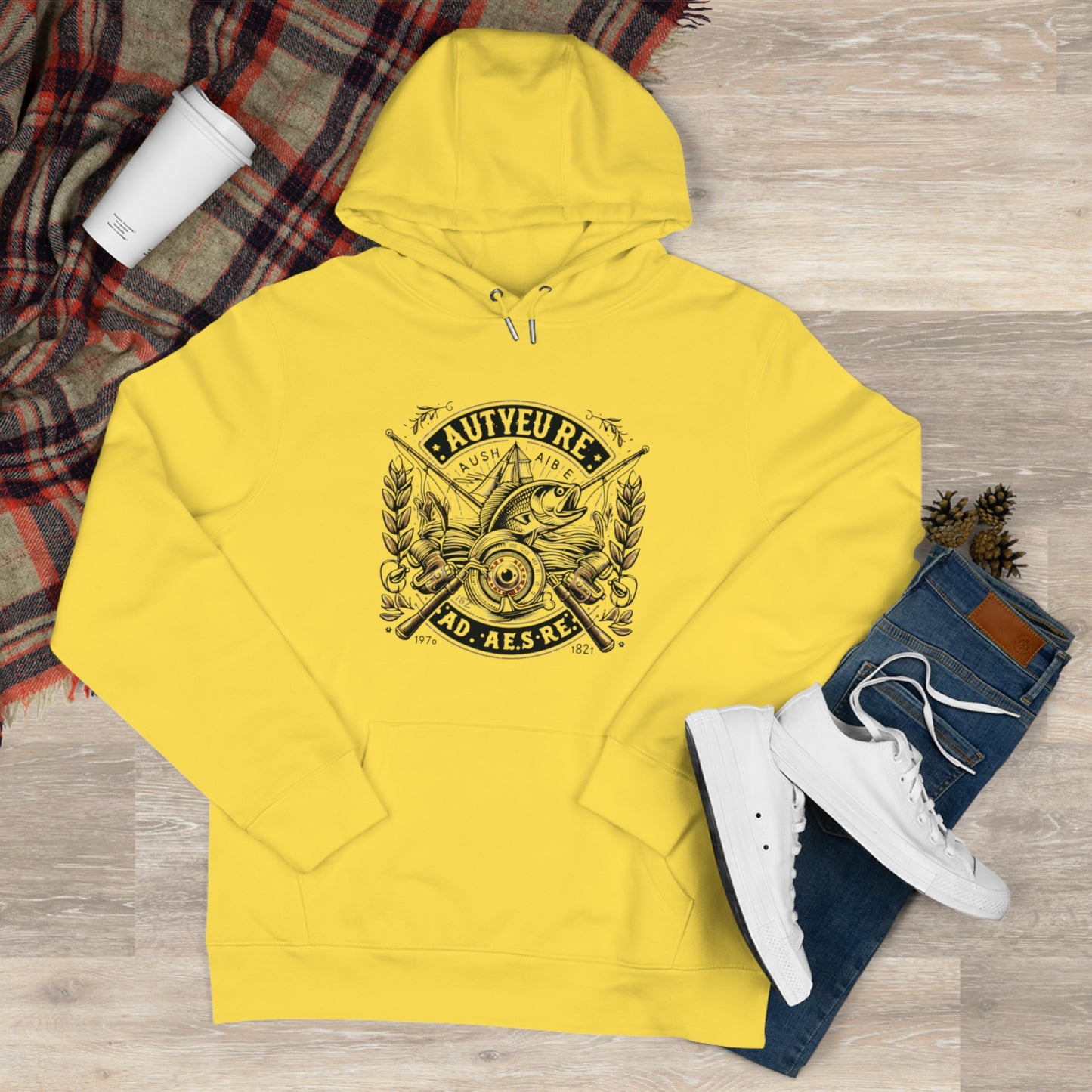 Vintage Fishing Hoodie - Autore Insignia Design for Adventurous Spirits