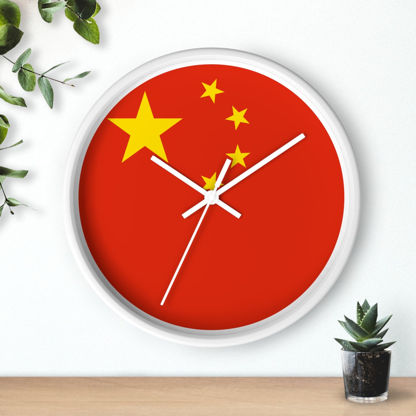 Chinese Flag Wall Clock - Vibrant Red & Yellow Home Decor