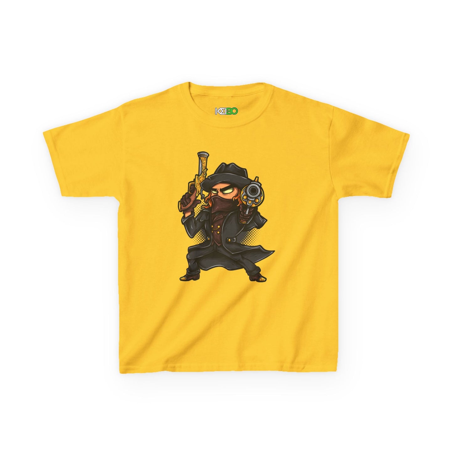 Kids T-shrt Cool Cartoon Character with Gun Design