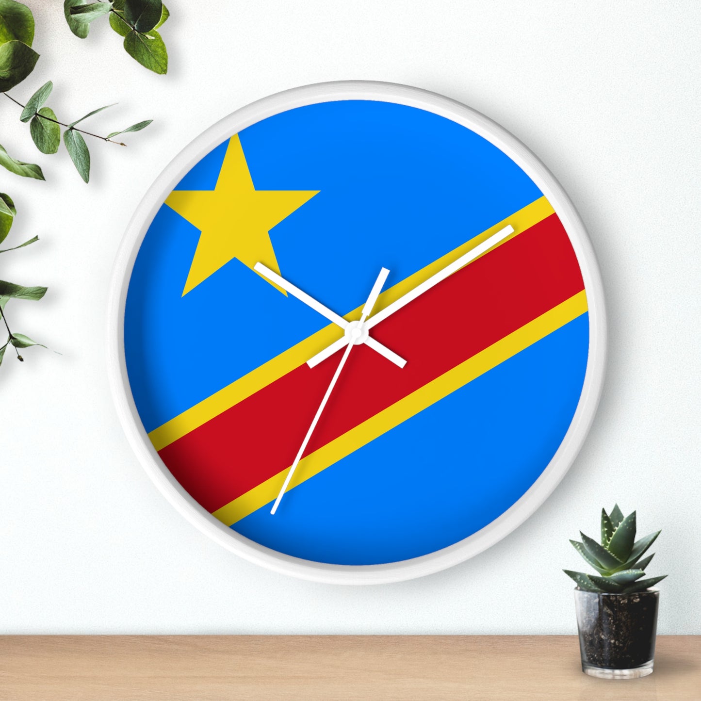 Vibrant Congolese Flag Wall Clock – Modern Decor for Home & Office