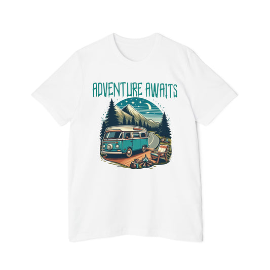 Adventure Awaits Men's Camping T-Shirt – USA-Made for Outdoor Lovers