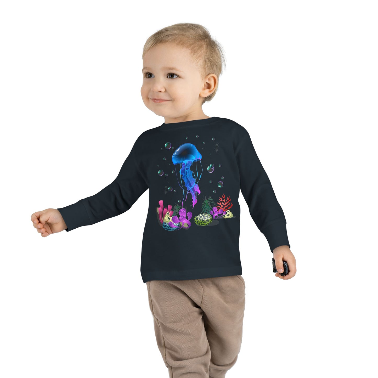Toddler Long Sleeve Tee Colorful Jellyfish Fun Under the Sea Shirt for Kids