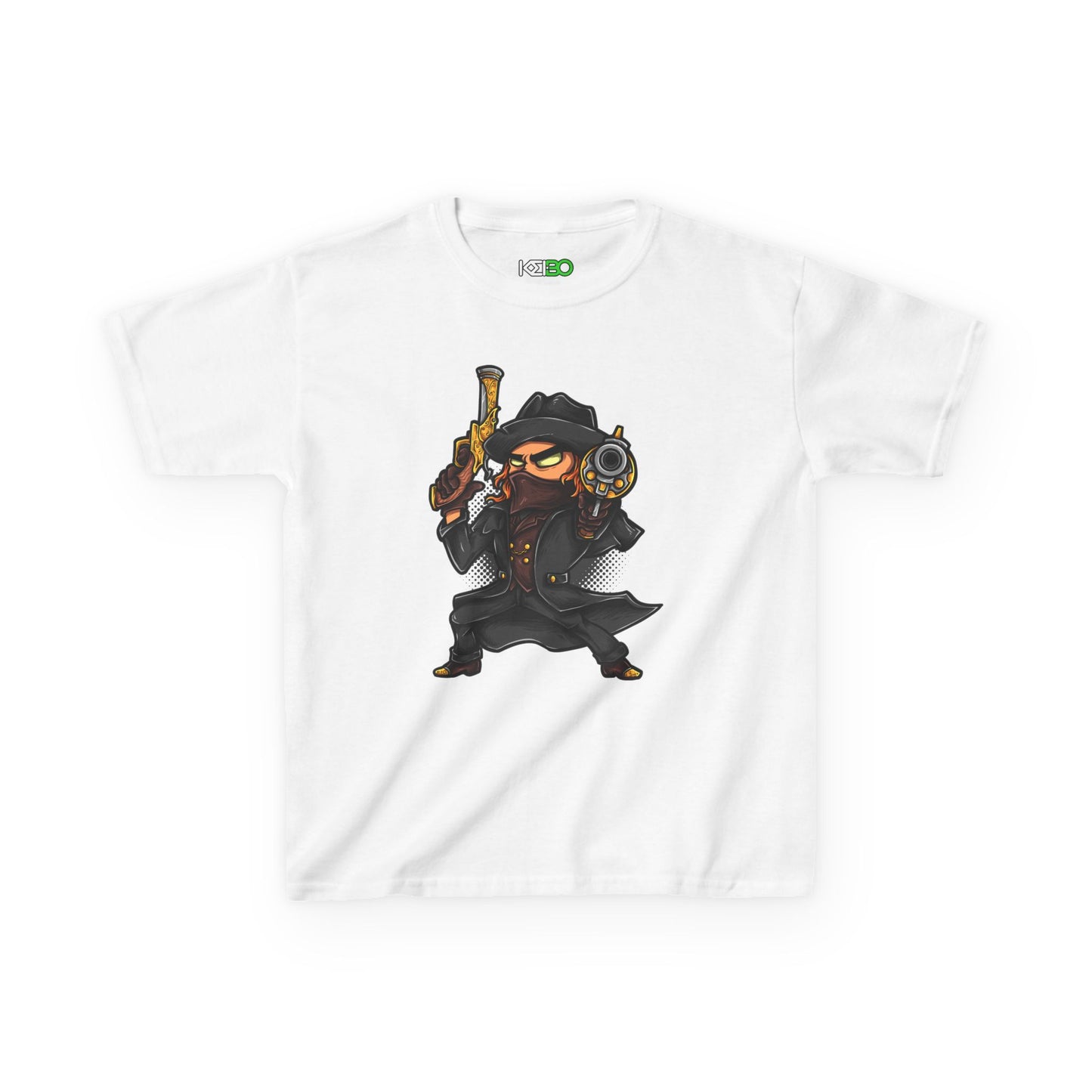 Kids T-shrt Cool Cartoon Character with Gun Design