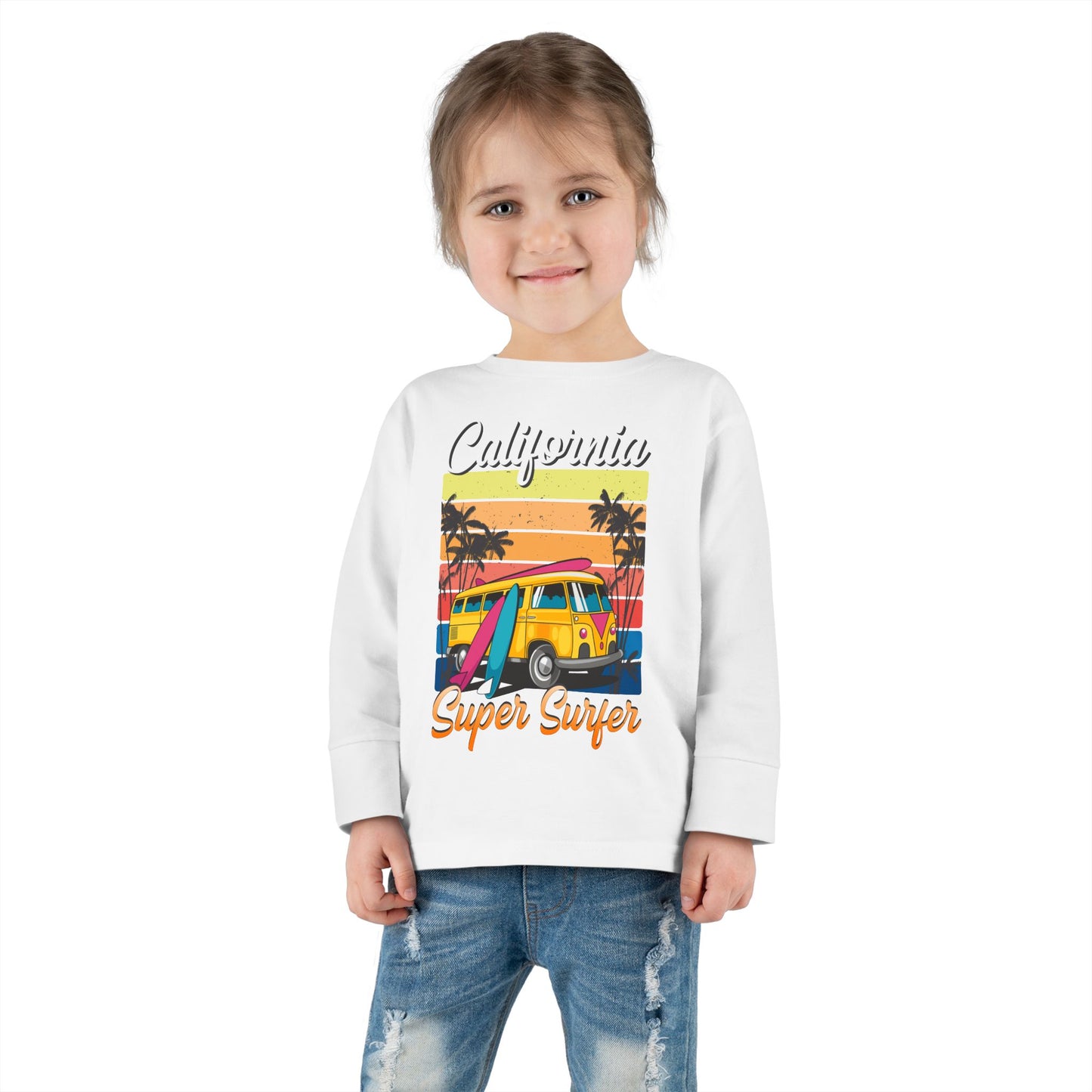 Toddler Long Sleeve Tee California Super Surfer Fun Beach Vibes