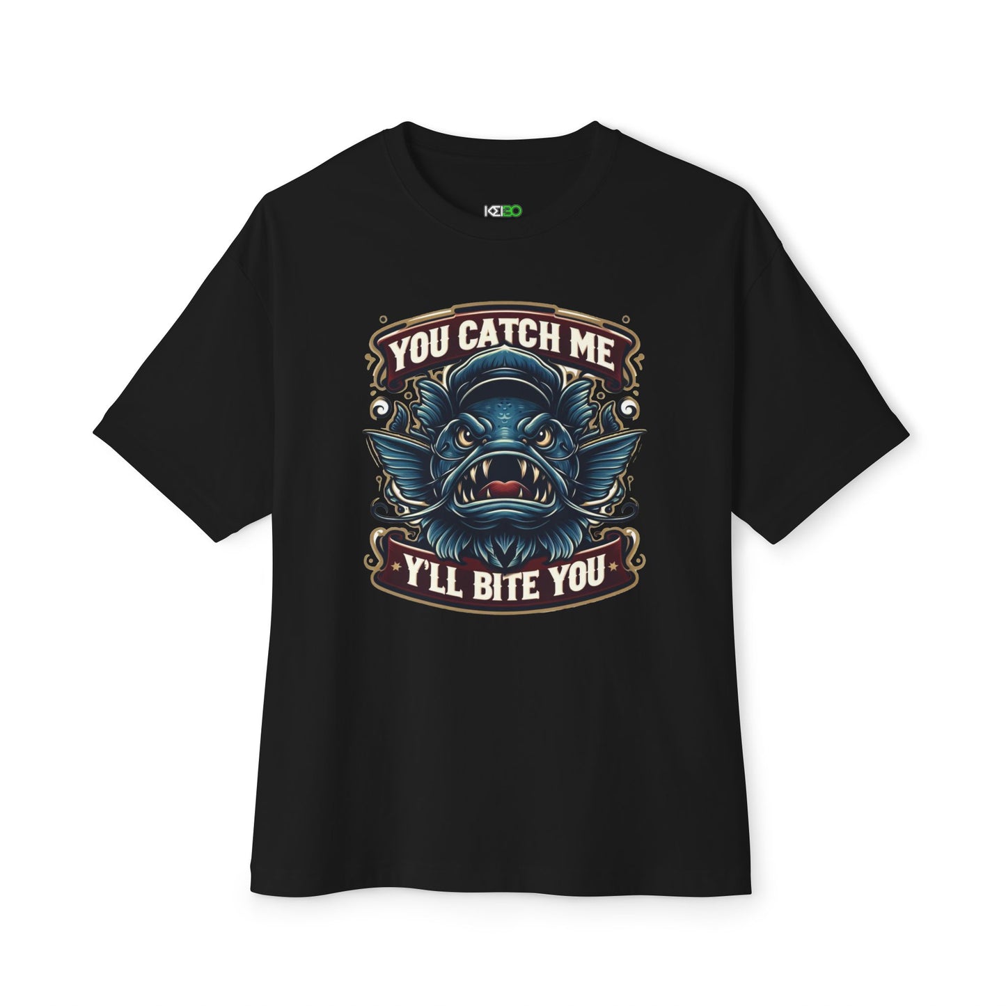 Angry CatFish Oversized Boxy Tee - T-Shirt for Fishing Fans