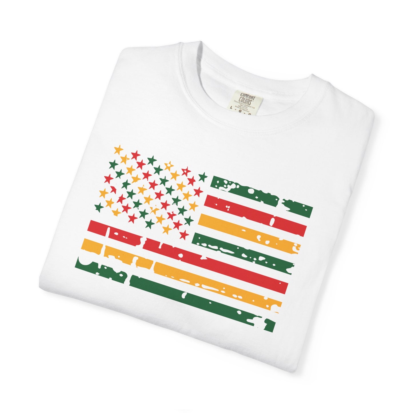 Men T-Shirt Patriotic Juneteenth Vintage Flag