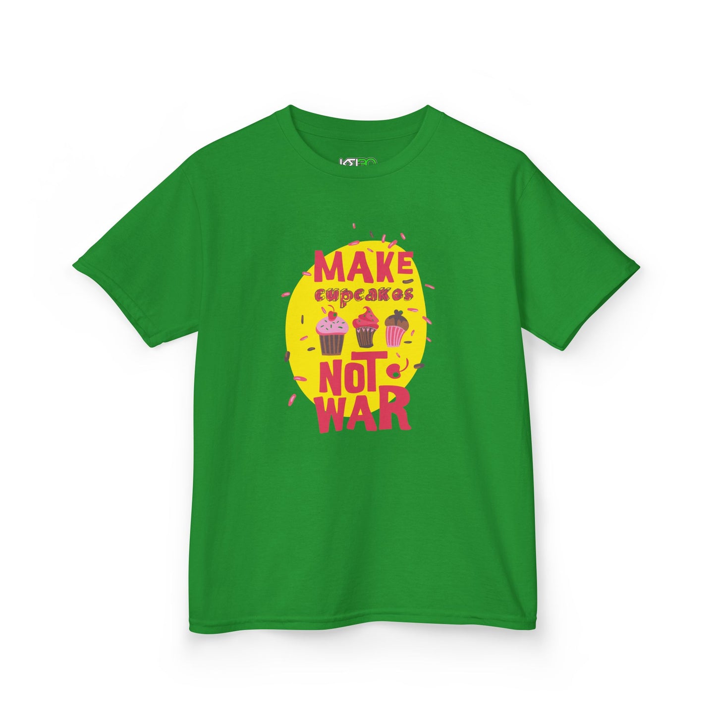 Young Kids Heavy Cotton T-shirt for Girl "Make Cupcakes Not War"