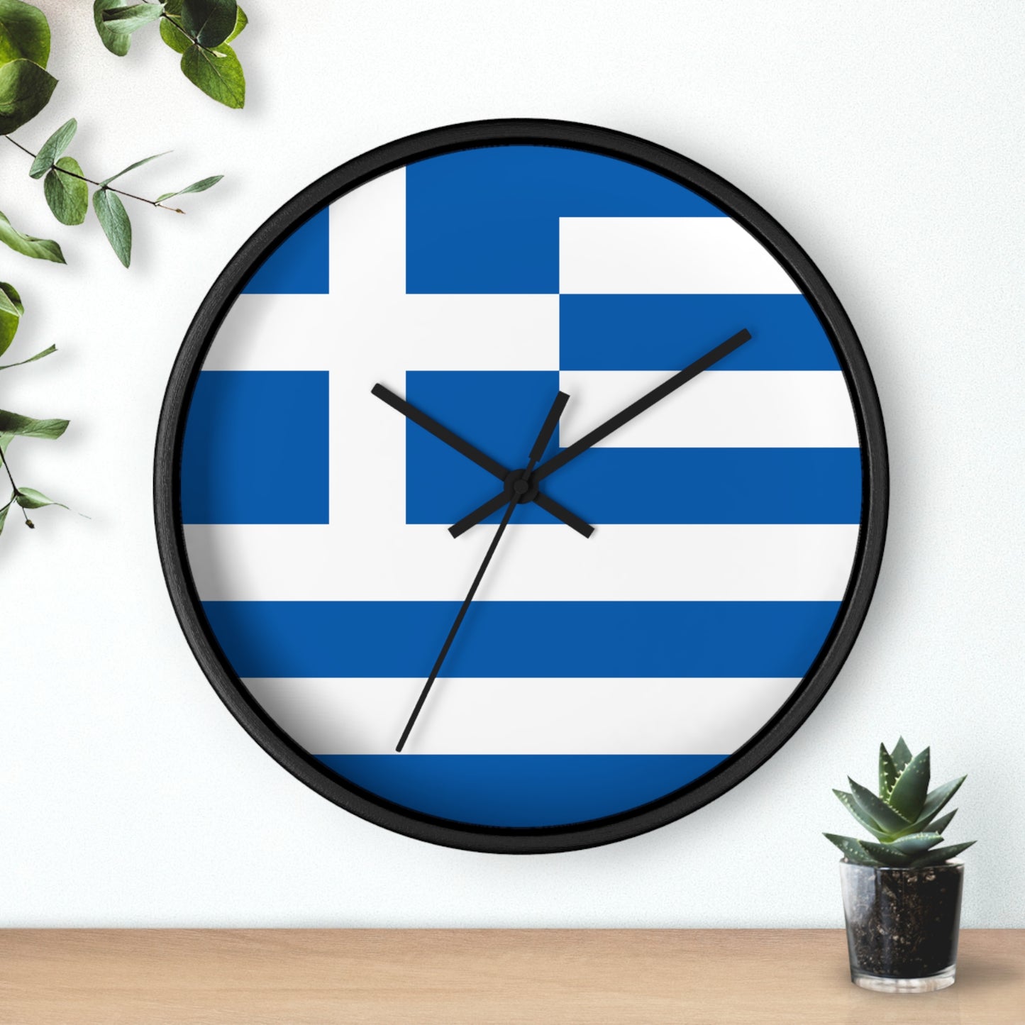 Greece Flag Wall Clock - Blue and White Home Decor