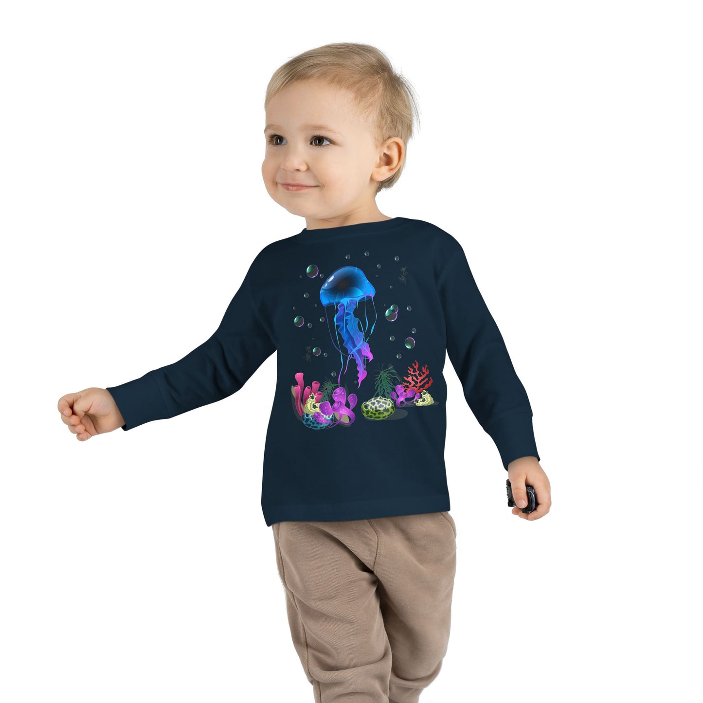 Toddler Long Sleeve Tee Colorful Jellyfish Fun Under the Sea Shirt for Kids