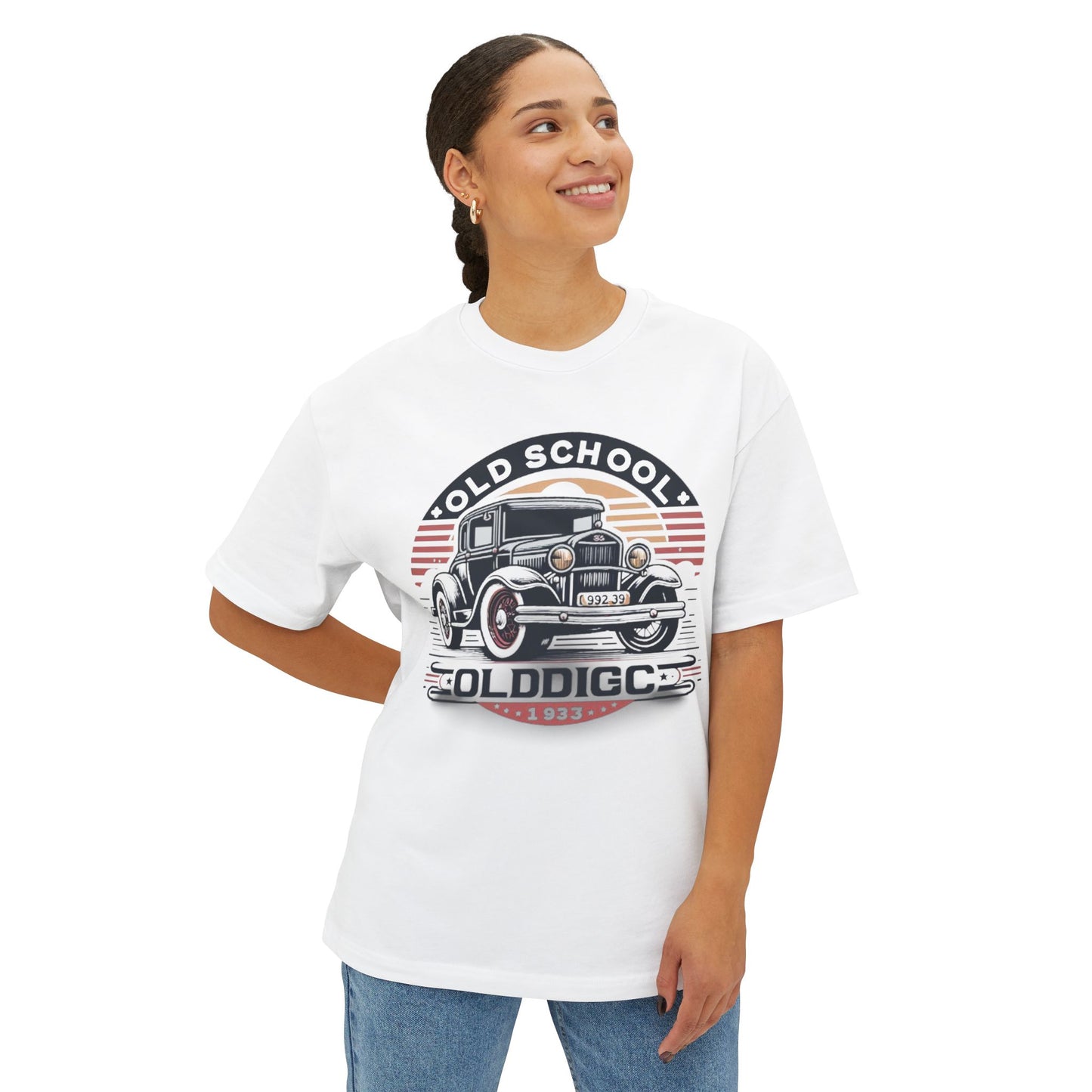 Retro Old School Car Oversized Boxy Tee – Vintage Car T-shirt