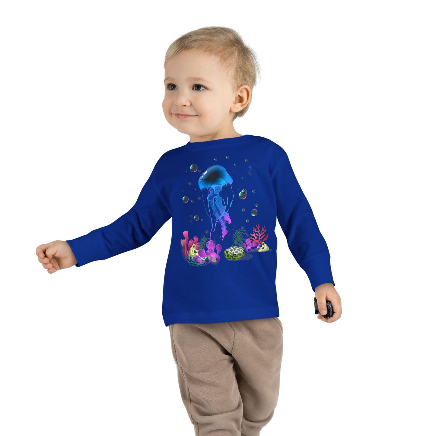 Toddler Long Sleeve Tee Colorful Jellyfish Fun Under the Sea Shirt for Kids