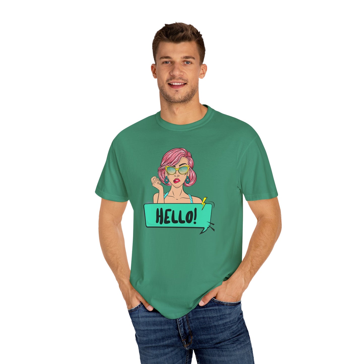 Hello! Retro Vibe Unisex Garment-Dyed T-Shirt