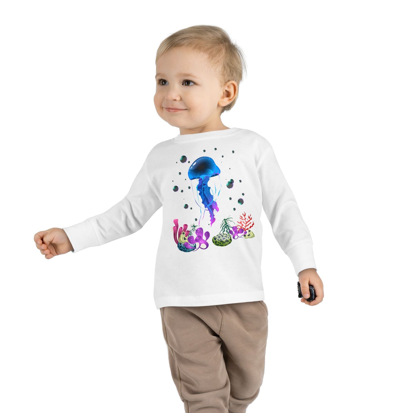 Toddler Long Sleeve Tee Colorful Jellyfish Fun Under the Sea Shirt for Kids