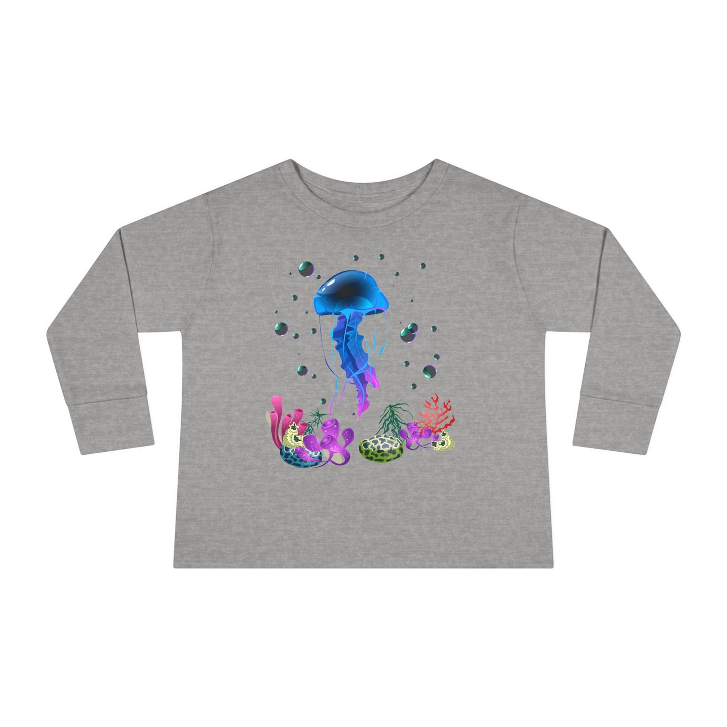 Toddler Long Sleeve Tee Colorful Jellyfish Fun Under the Sea Shirt for Kids