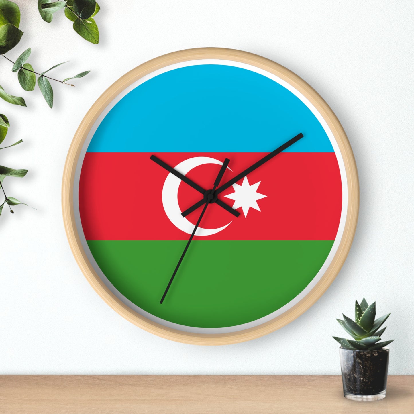 Azerbaijani Flag Wall Clock - Stylish Timepiece for National Pride