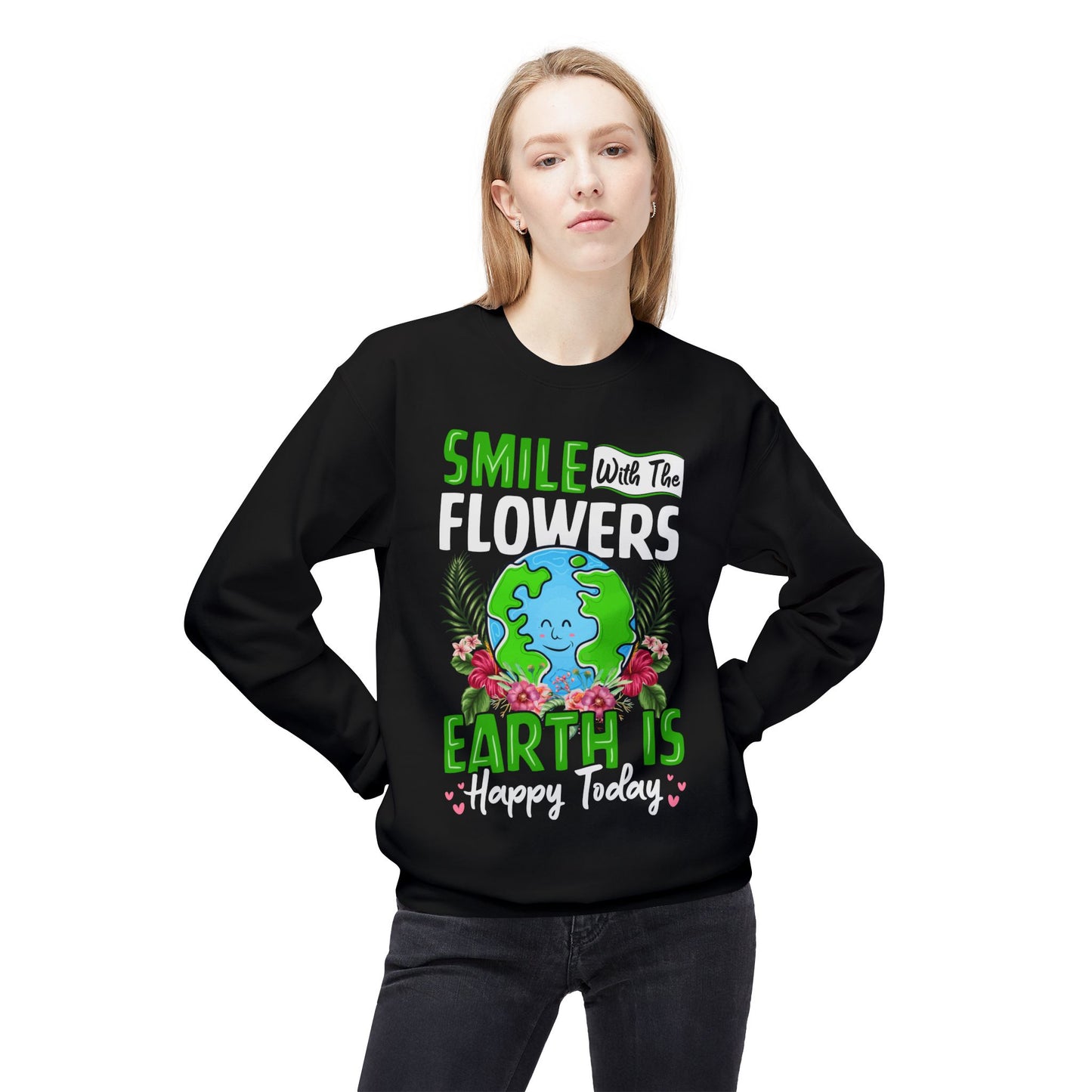 Women's Fleece Sweatshirt Flowers Floral Graphic for Positive Vibes