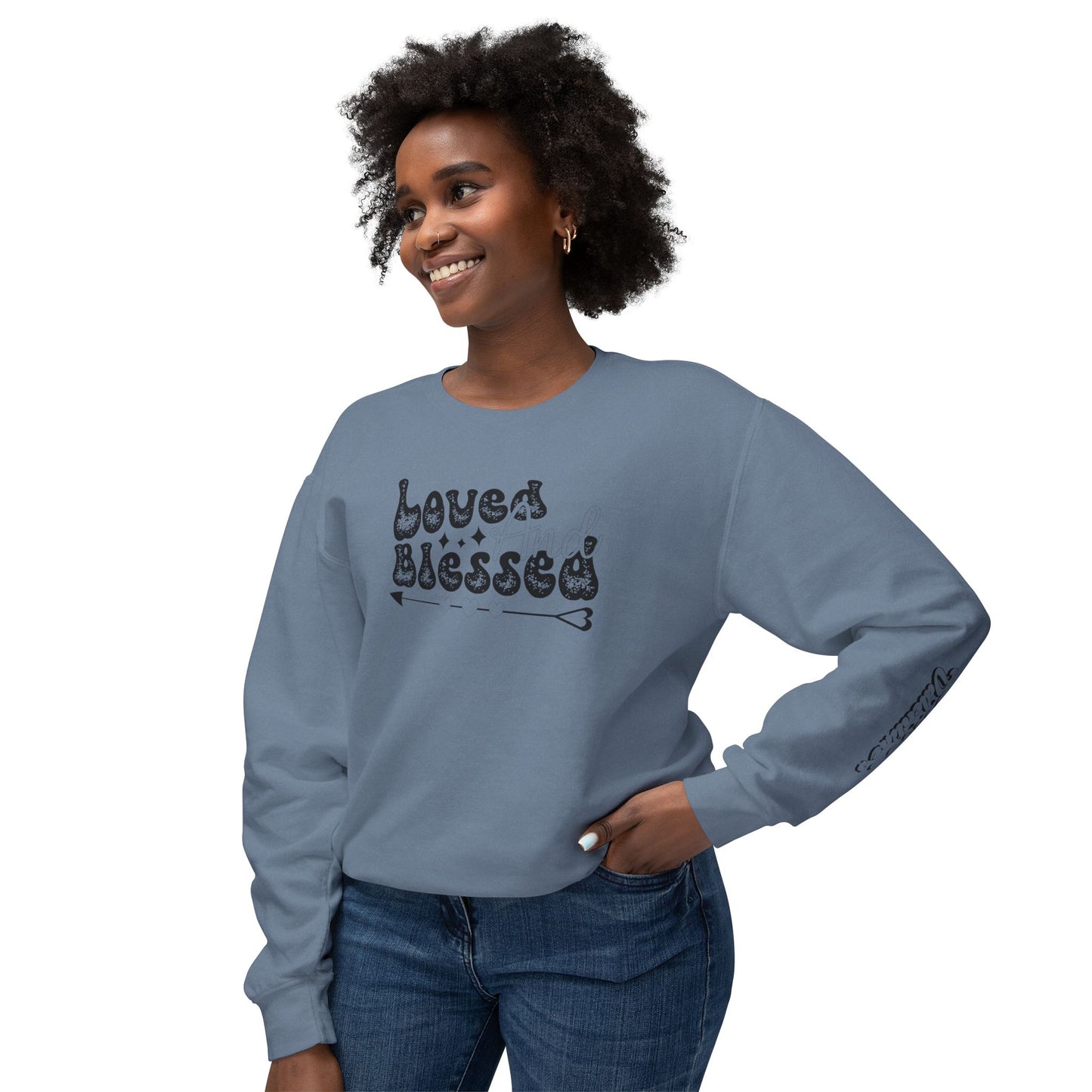 Women Sweatshirt Love And Blessed - Perfect for Valentine's Day Outfit