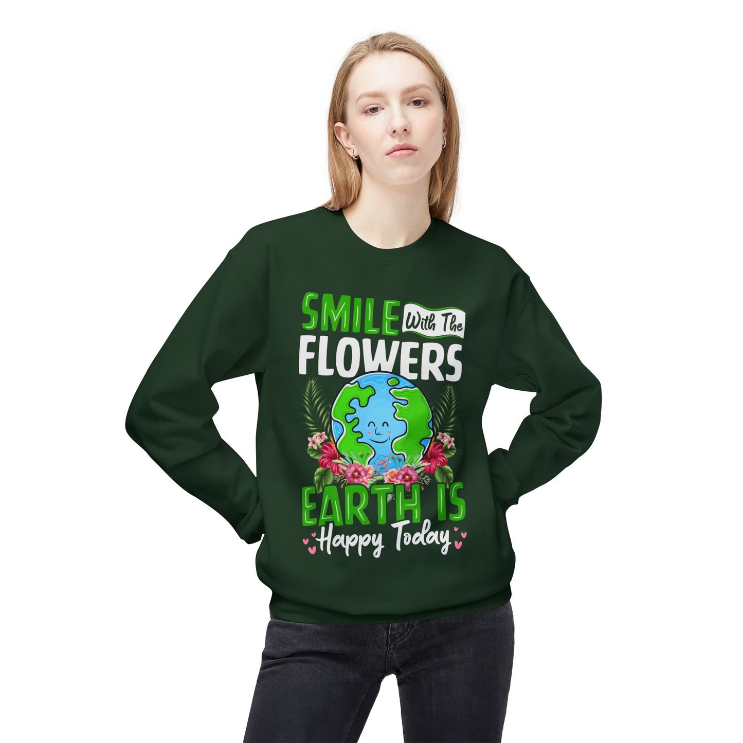 Women's Fleece Sweatshirt Flowers Floral Graphic for Positive Vibes