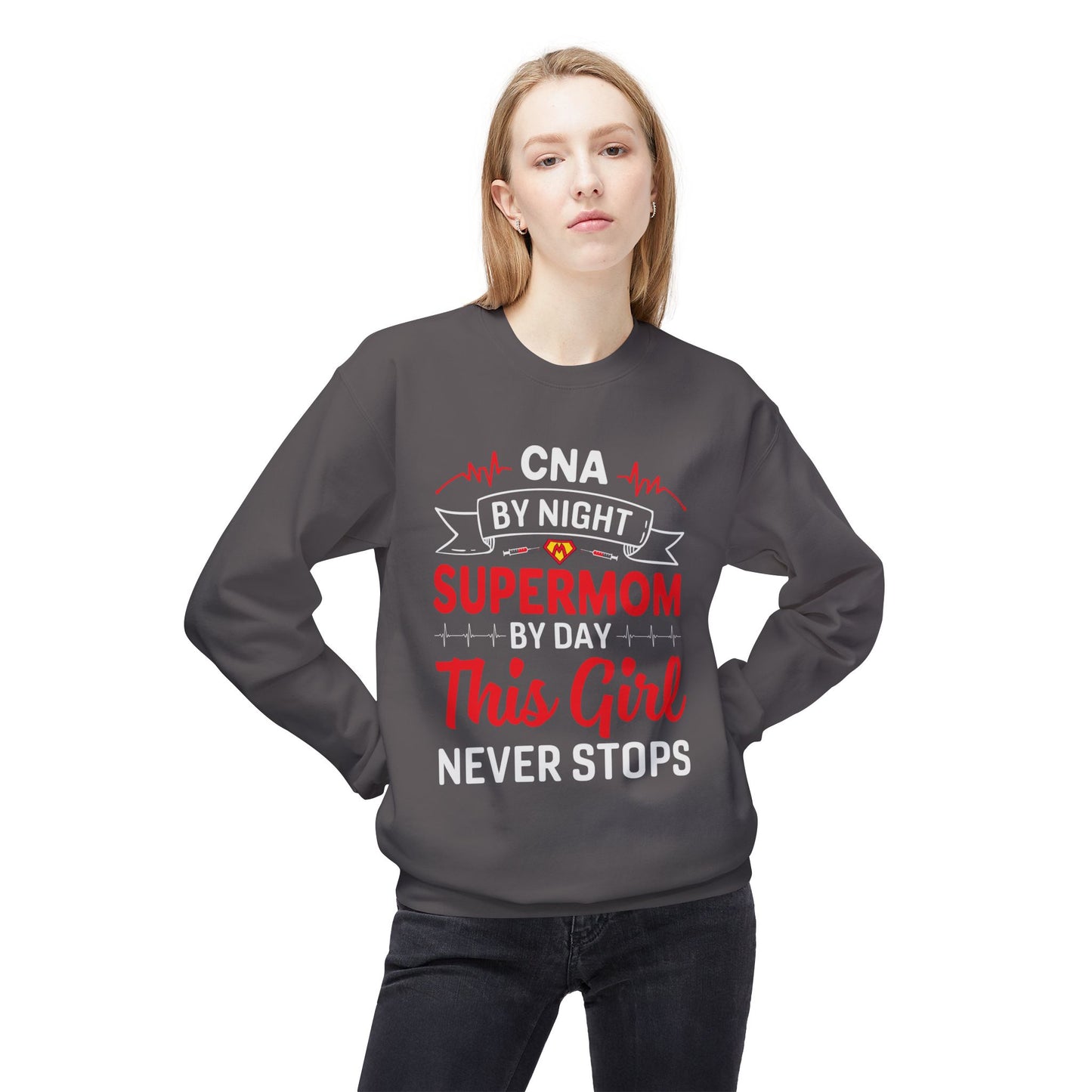 Women's Fleece Sweatshirt – Supermom Nurse Graphic for Proud Moms