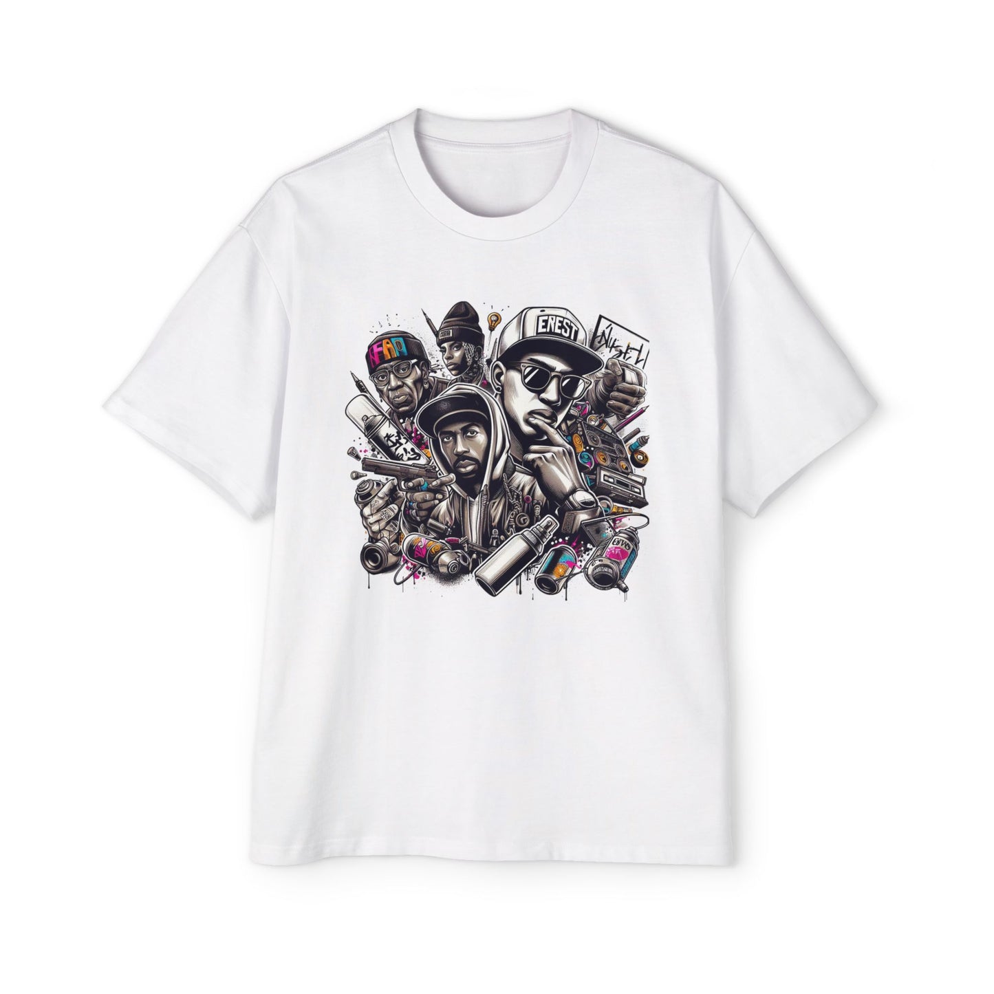 Men's Heavy Oversized Tee - Urban Graffiti Gangsta Streetwear Shirt
