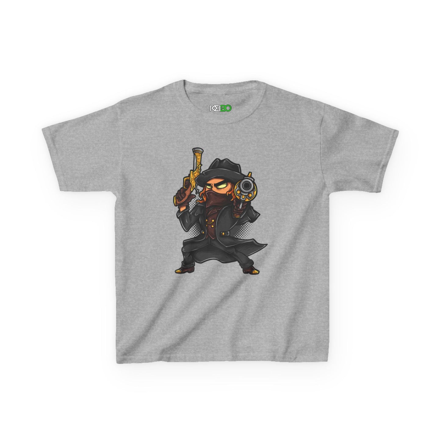 Kids T-shrt Cool Cartoon Character with Gun Design