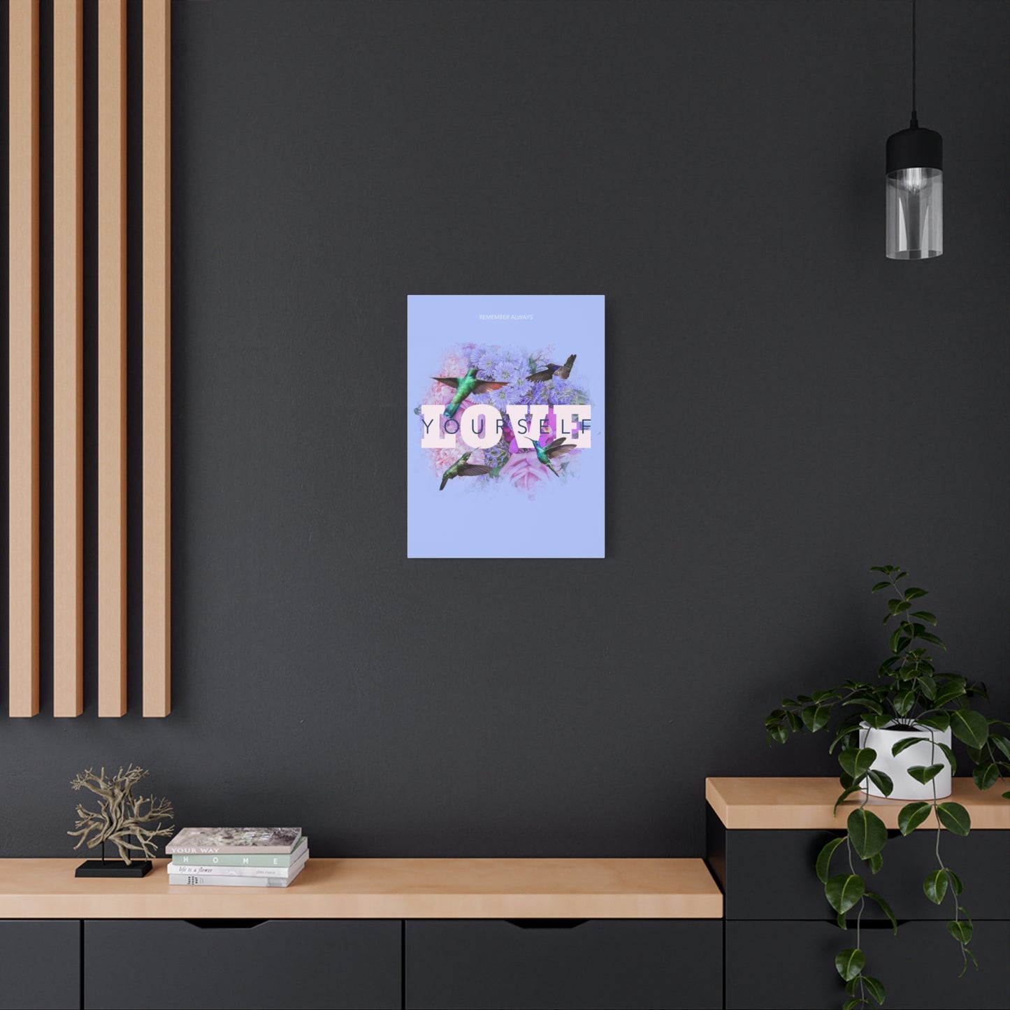 Inspirational Canvas Art - "Love Yourself" Floral Print