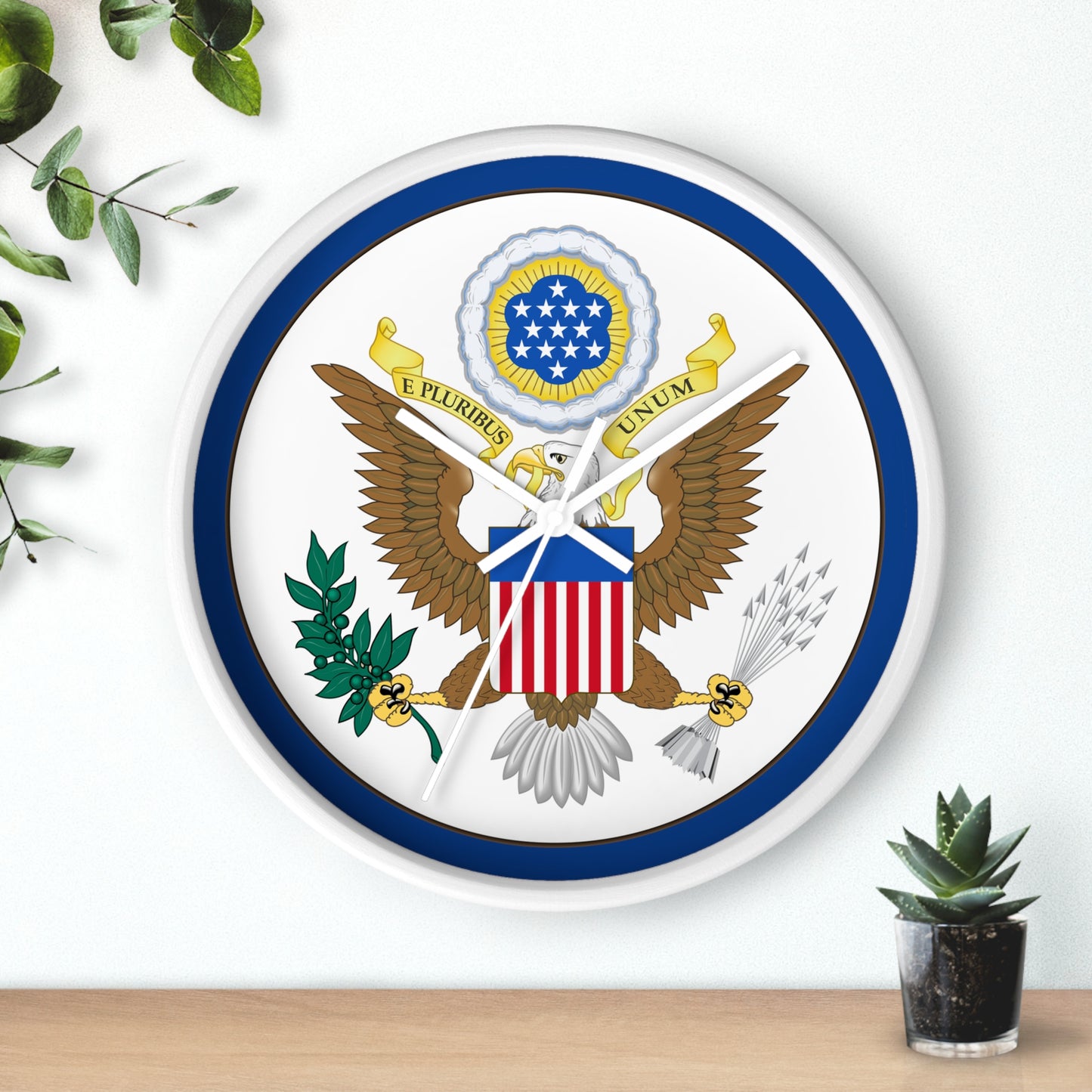 Patriotic Wall Clock with Eagle Seal - Home Decor for Veterans and Patriot