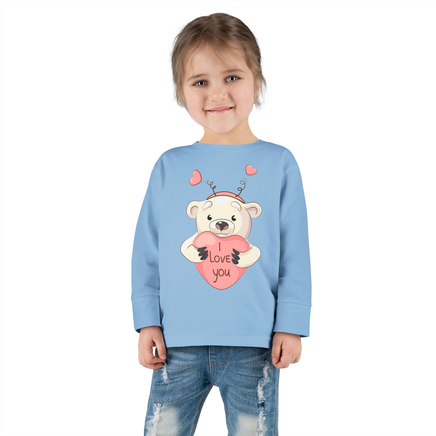 Toddler Long Sleeve Tee Cute Bear Love You