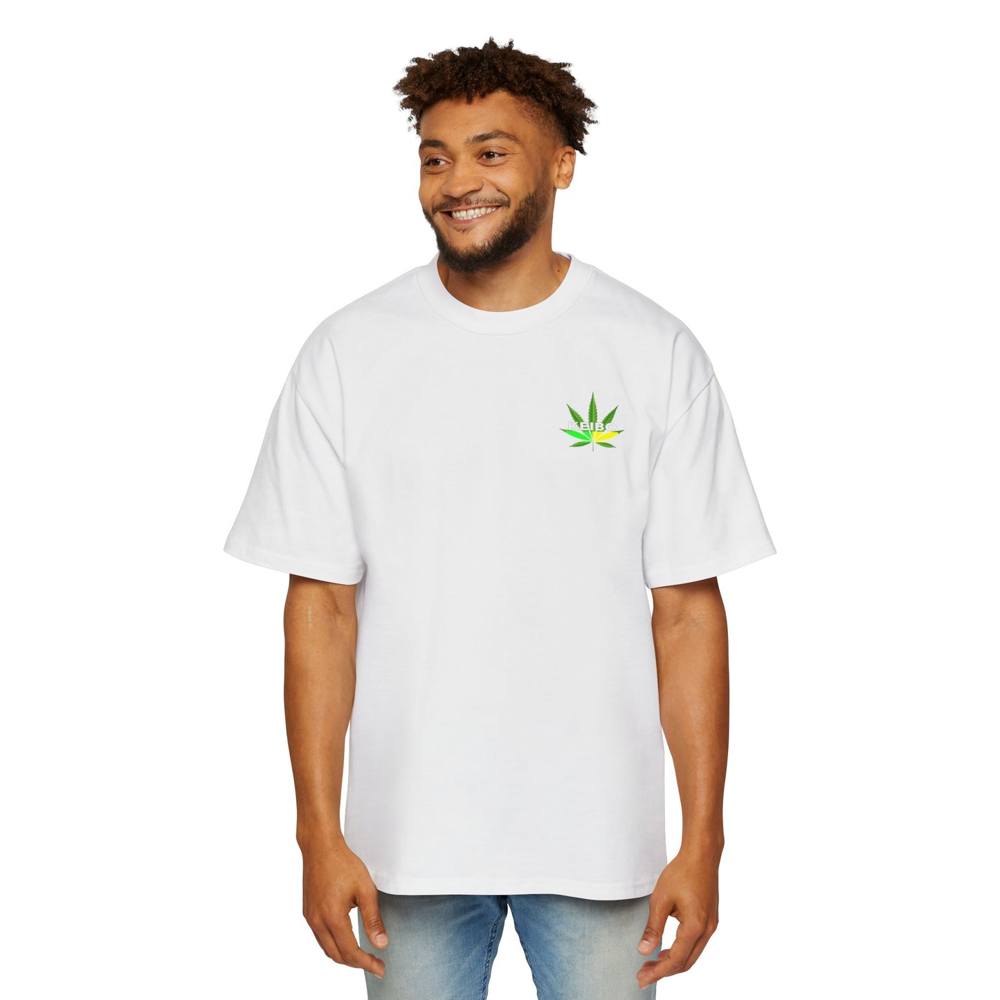 Men's Heavy Oversized Tee - KEIBO Cannabis Leaf Graphic Shirt