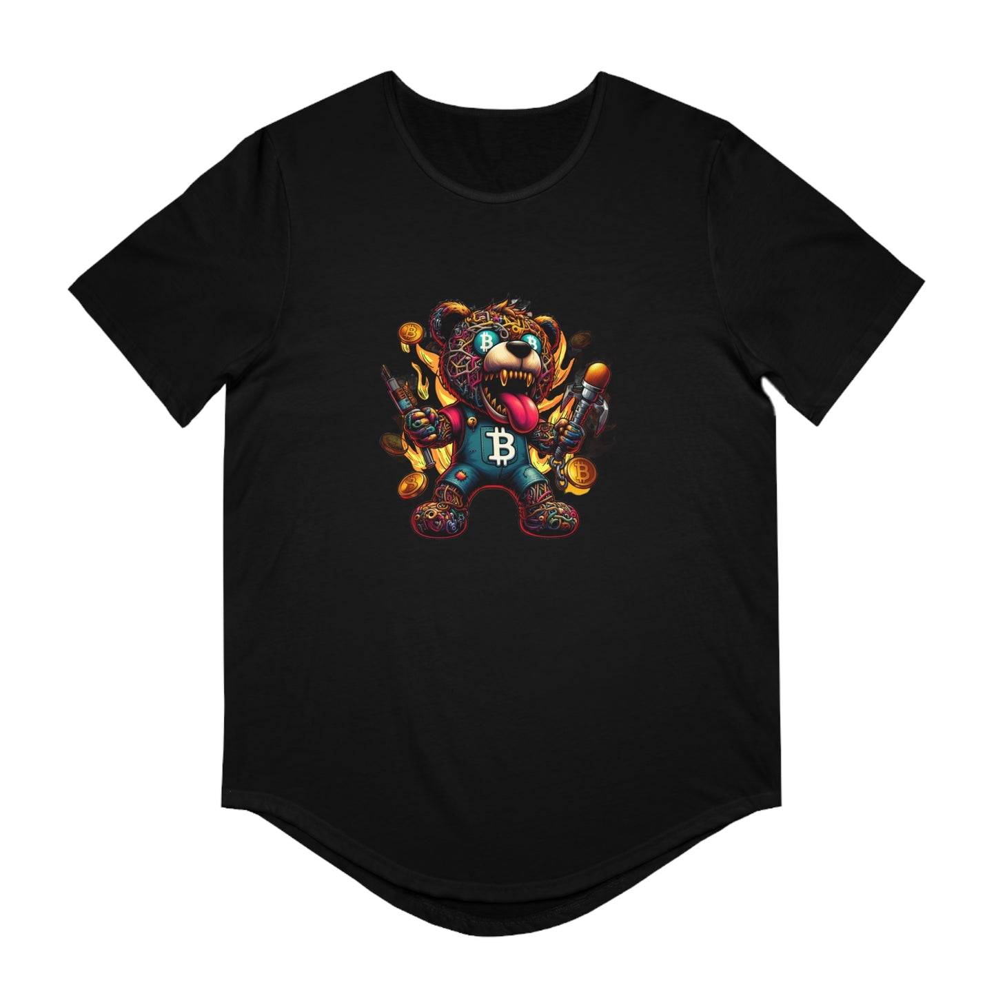 Men's Graphic Curved Hem Tee – Fun Bear for Creative Men
