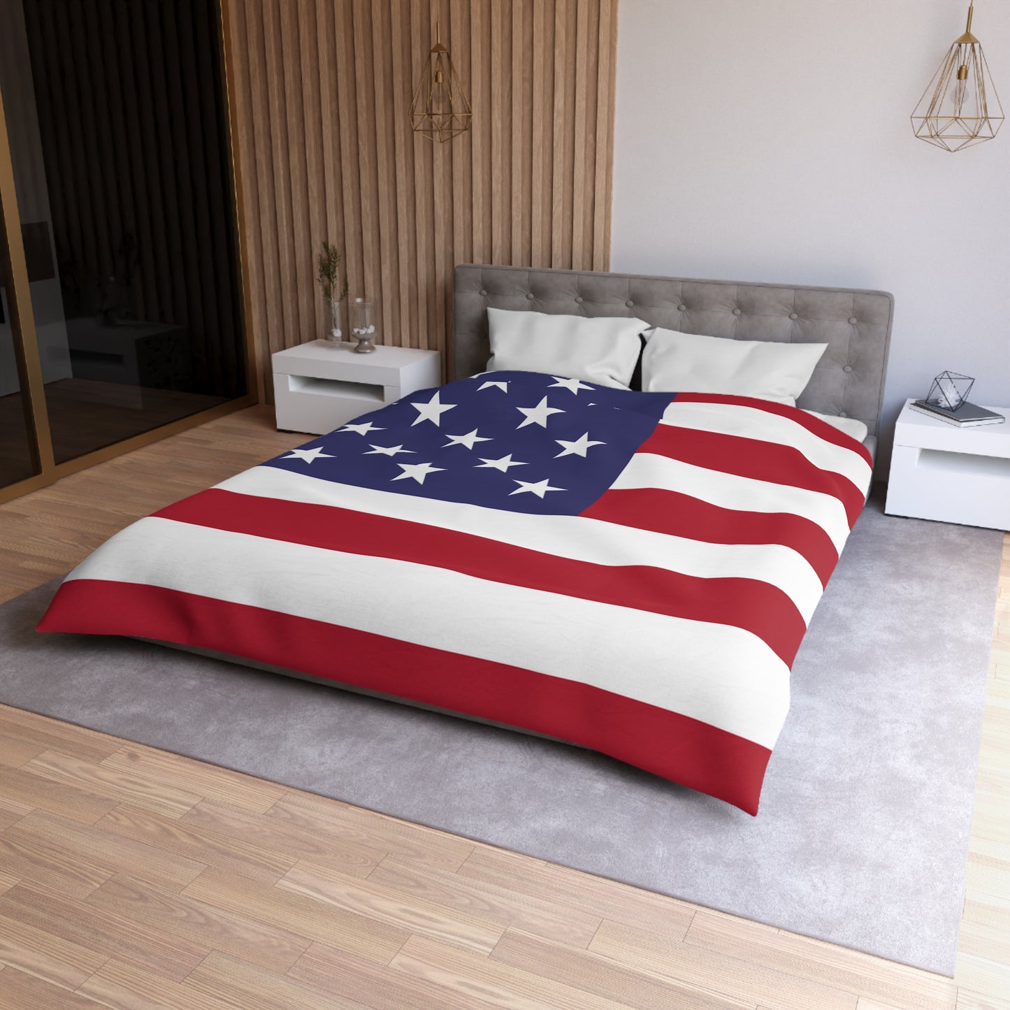 Patriotic Microfiber Duvet Cover - American Flag Design for Home Decor