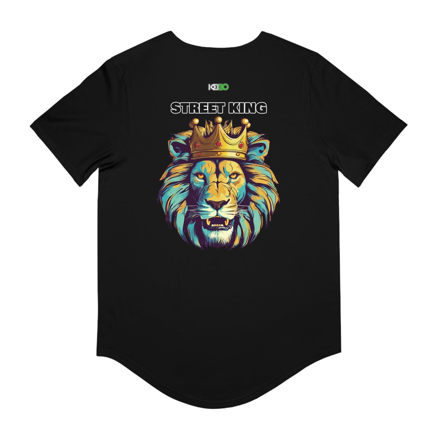 Men's Street King Curved Hem Tee - Bold Graphic Lion Design