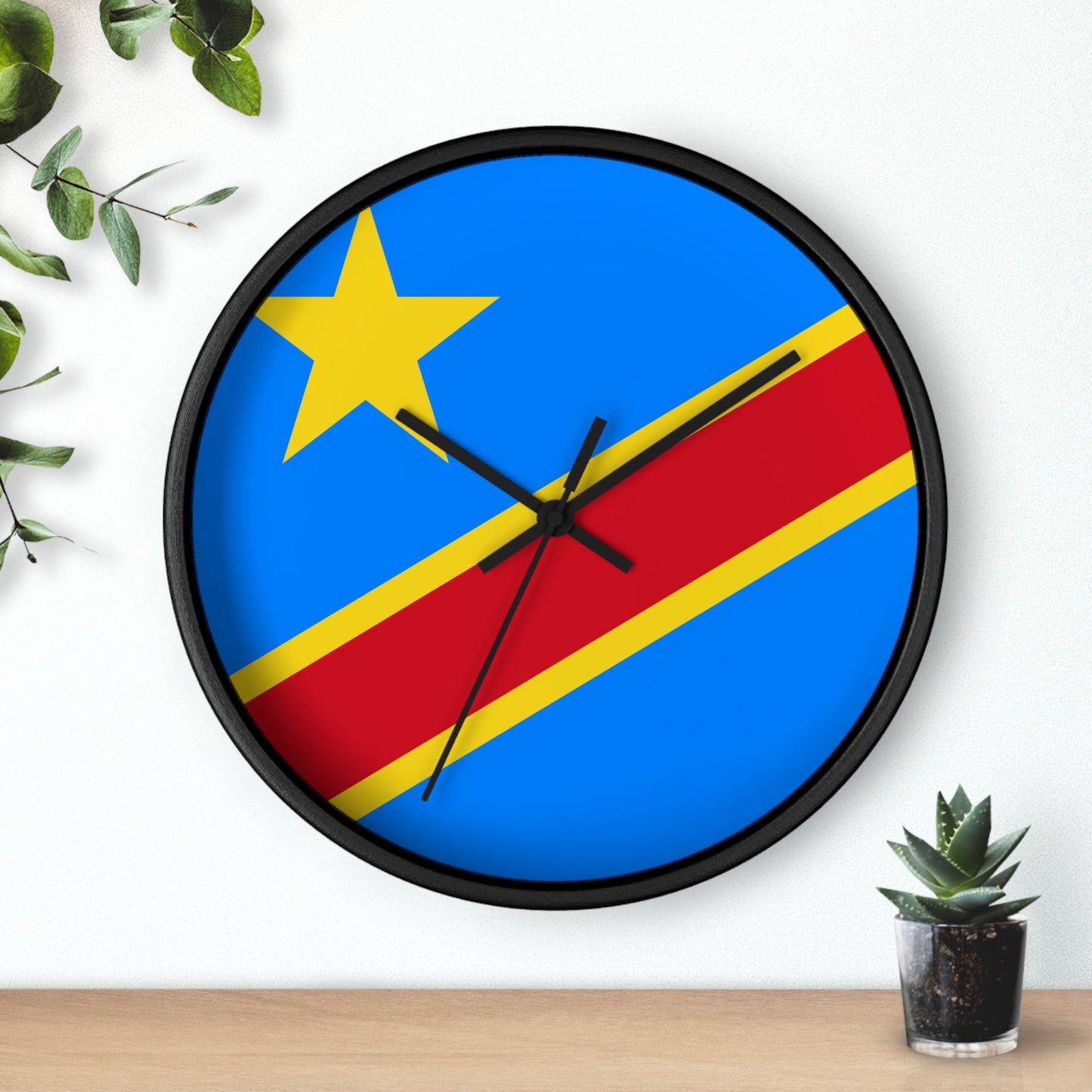 Vibrant Congolese Flag Wall Clock – Modern Decor for Home & Office