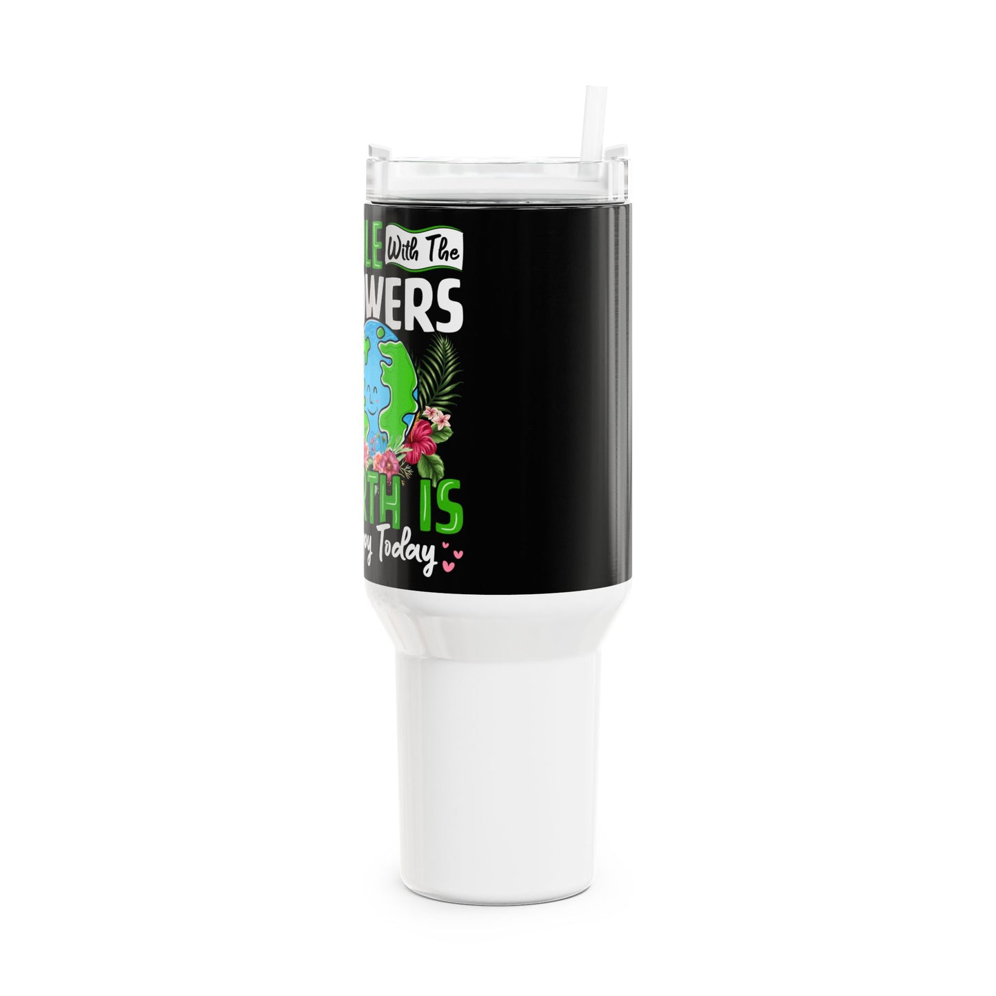 Eco-Friendly 40oz Tumbler - 'Smile with the Flowers' Earth Day Design
