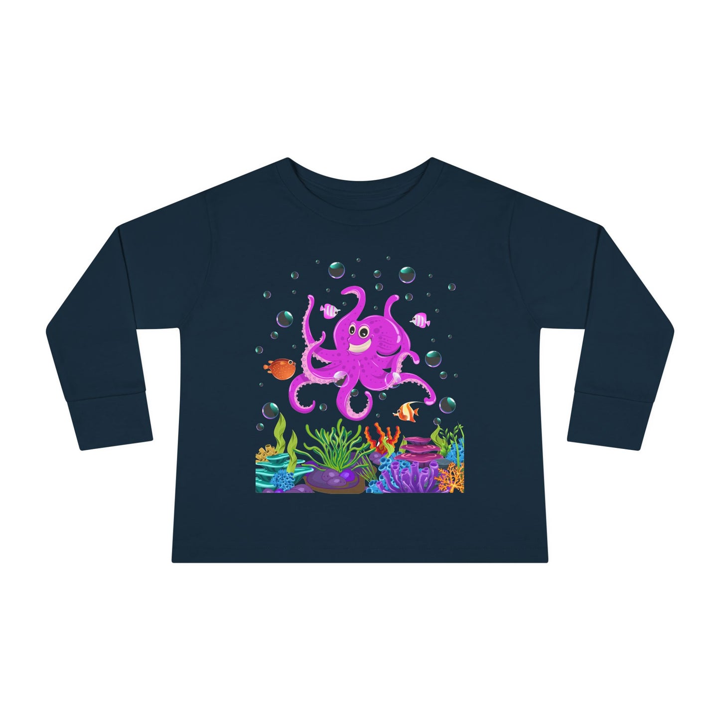Toddler Long Sleeve Tee Colorful Jellyfish Fun Under the Sea Shirt for Kids