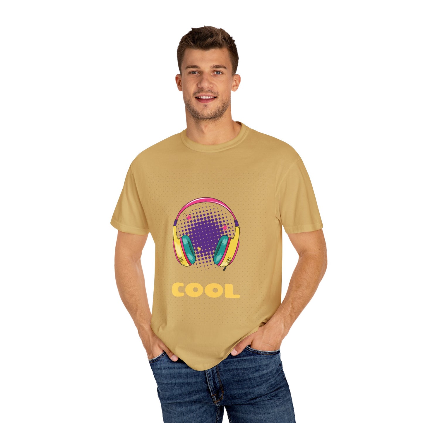 Cool Vibes Unisex Garment-Dyed T-Shirt with Headphones Graphic