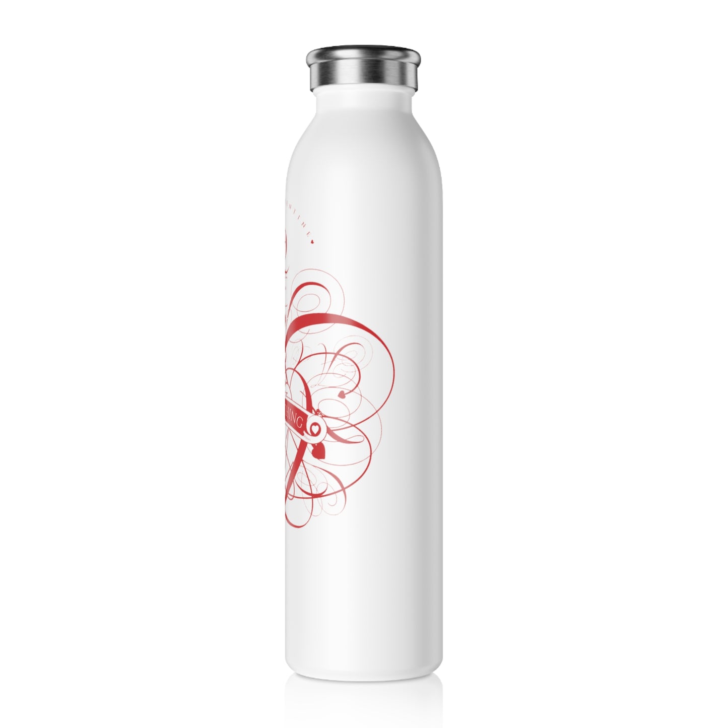 Valentine's Day Slim Water Bottle - Love Is Everything Design