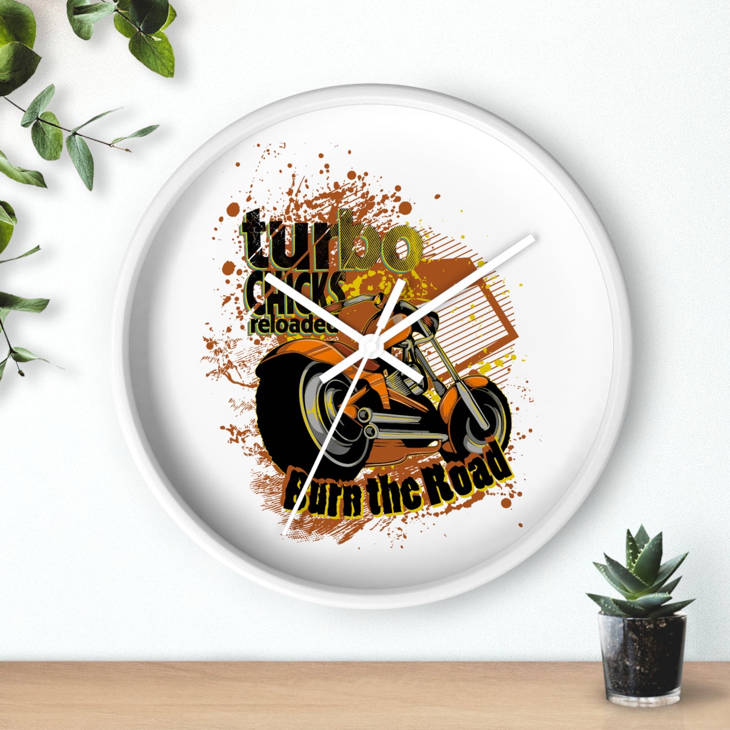 Turbo Bikes Wall Clock - Burn the Road Decor for Motorcycle Enthusiasts