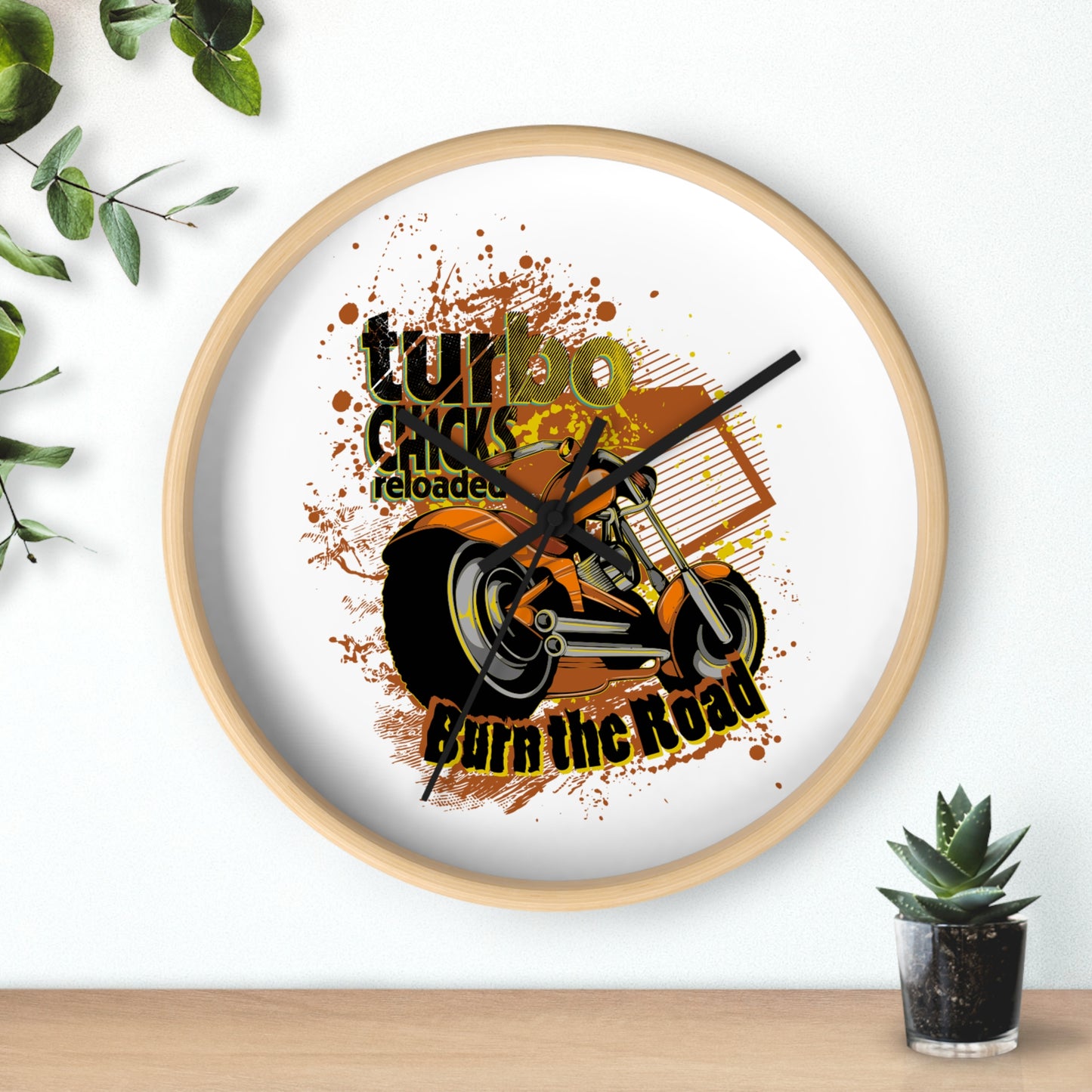 Turbo Bikes Wall Clock - Burn the Road Decor for Motorcycle Enthusiasts