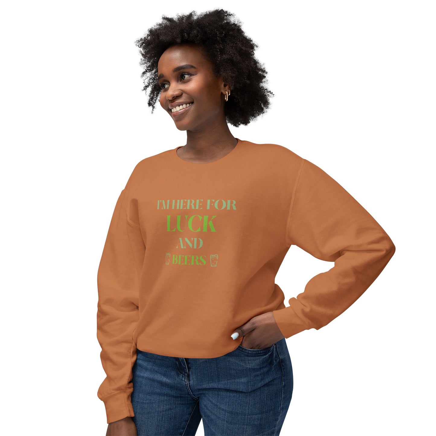 Men's St. Patrick Day Sweatshirt - I'm Here for Luck and Beers