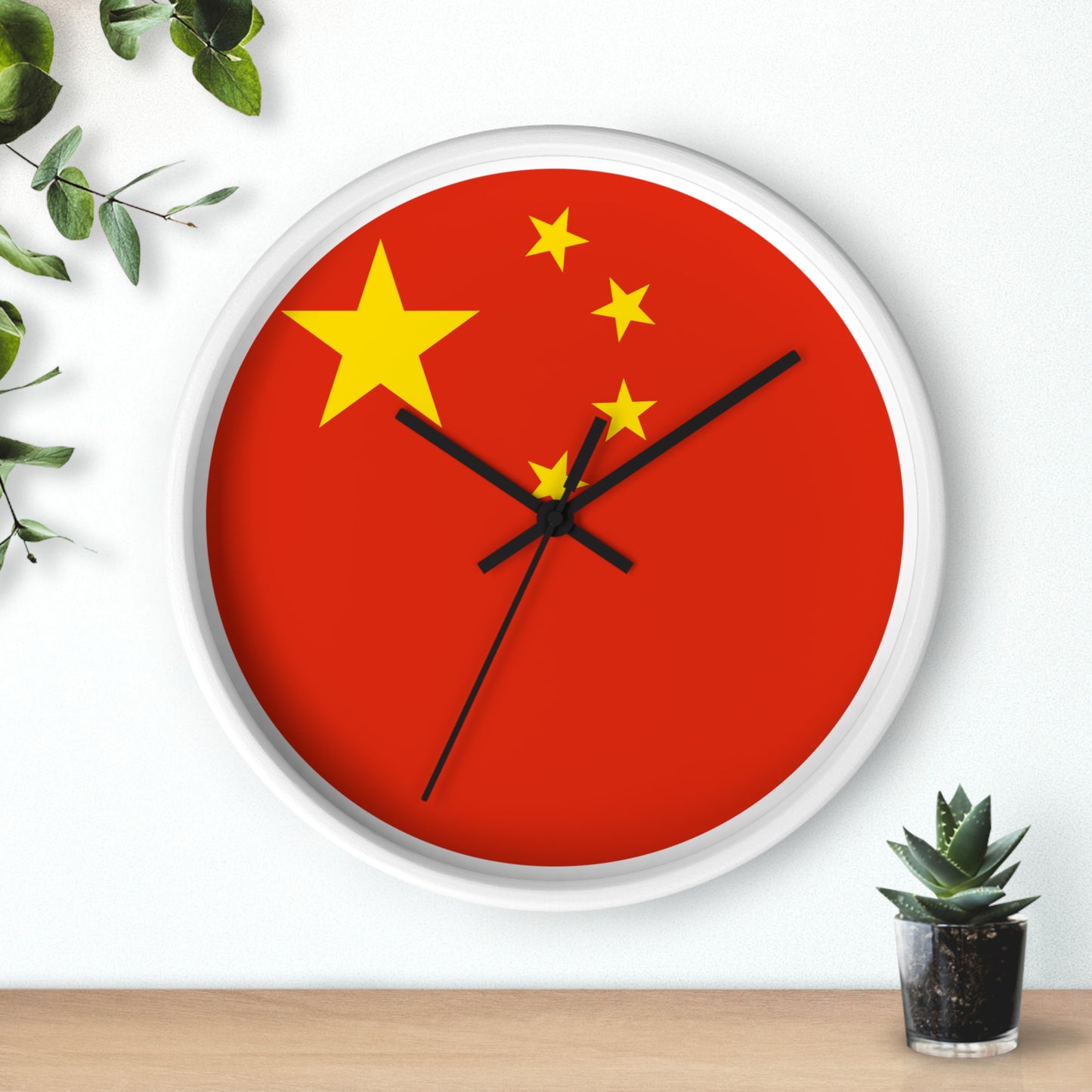 Chinese Flag Wall Clock - Vibrant Red & Yellow Home Decor