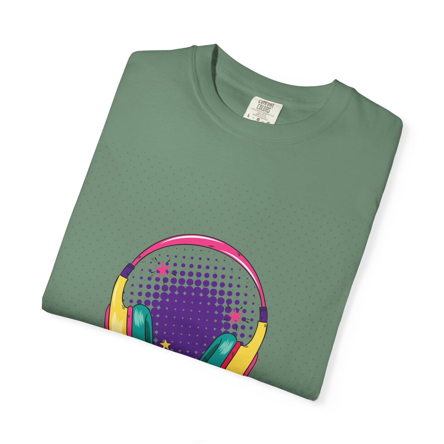 Cool Vibes Unisex Garment-Dyed T-Shirt with Headphones Graphic