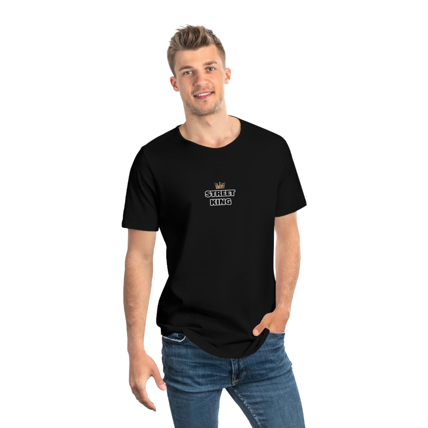 Men's Street King Curved Hem Tee - Bold Graphic Lion Design